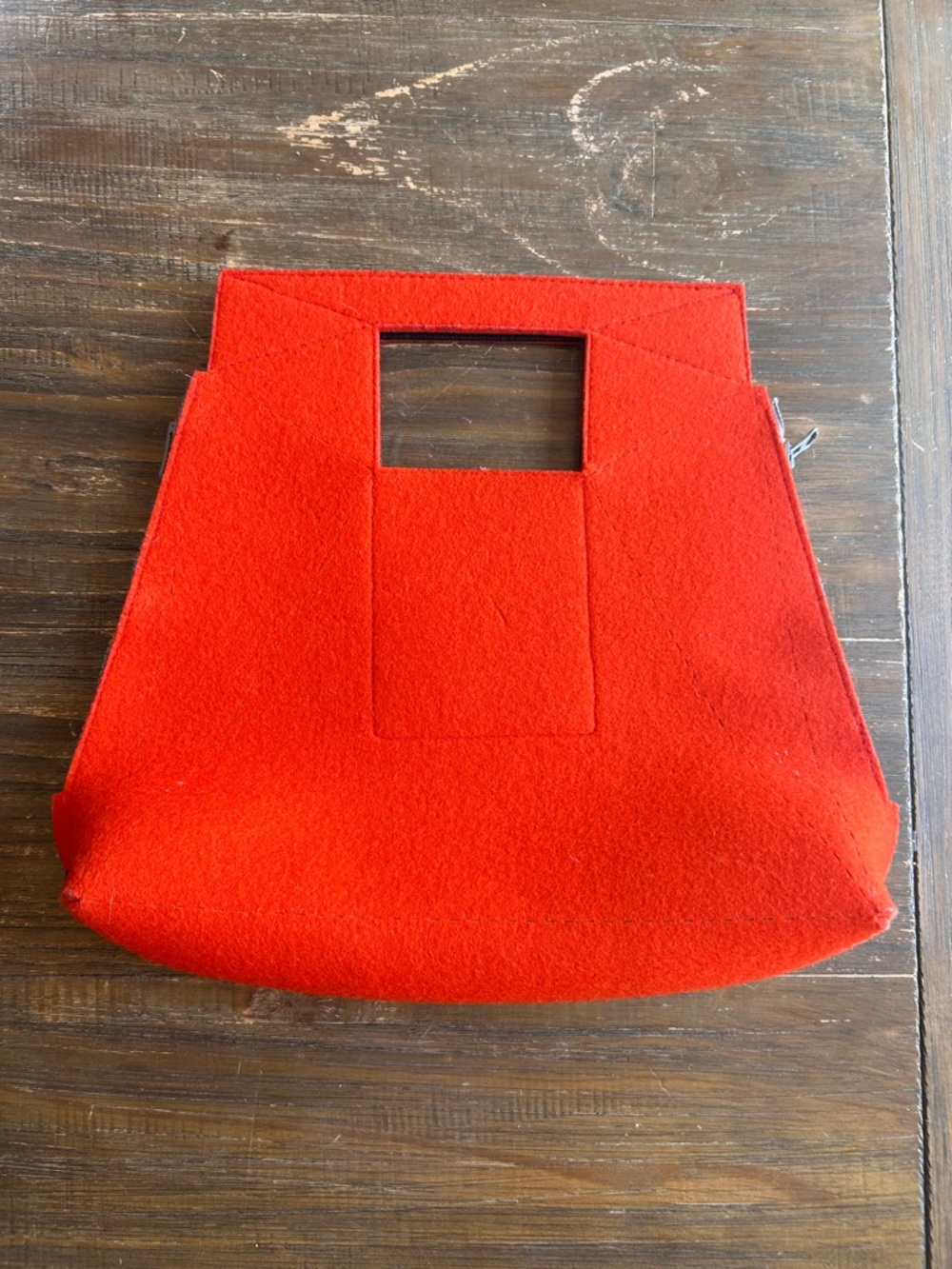 Avant-Garde Red Felt Envelope Bag – Military Hardware / Sculptural Top Handle